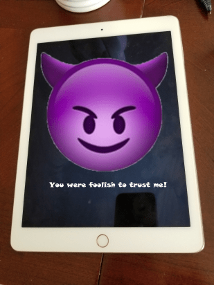 ipad with evil genius text